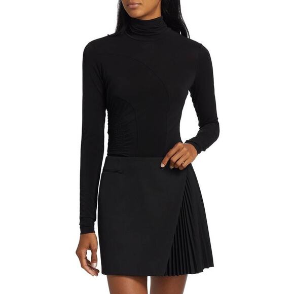 ALC Molly Smocked Turtleneck Top in Black XS - Picture 1 of 5